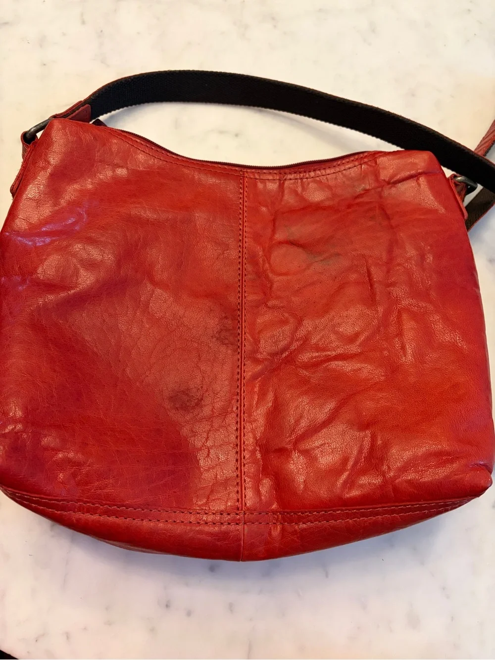 Jack‎ Georges Red Leather Voyager Crossbody Bag with Front Pocket